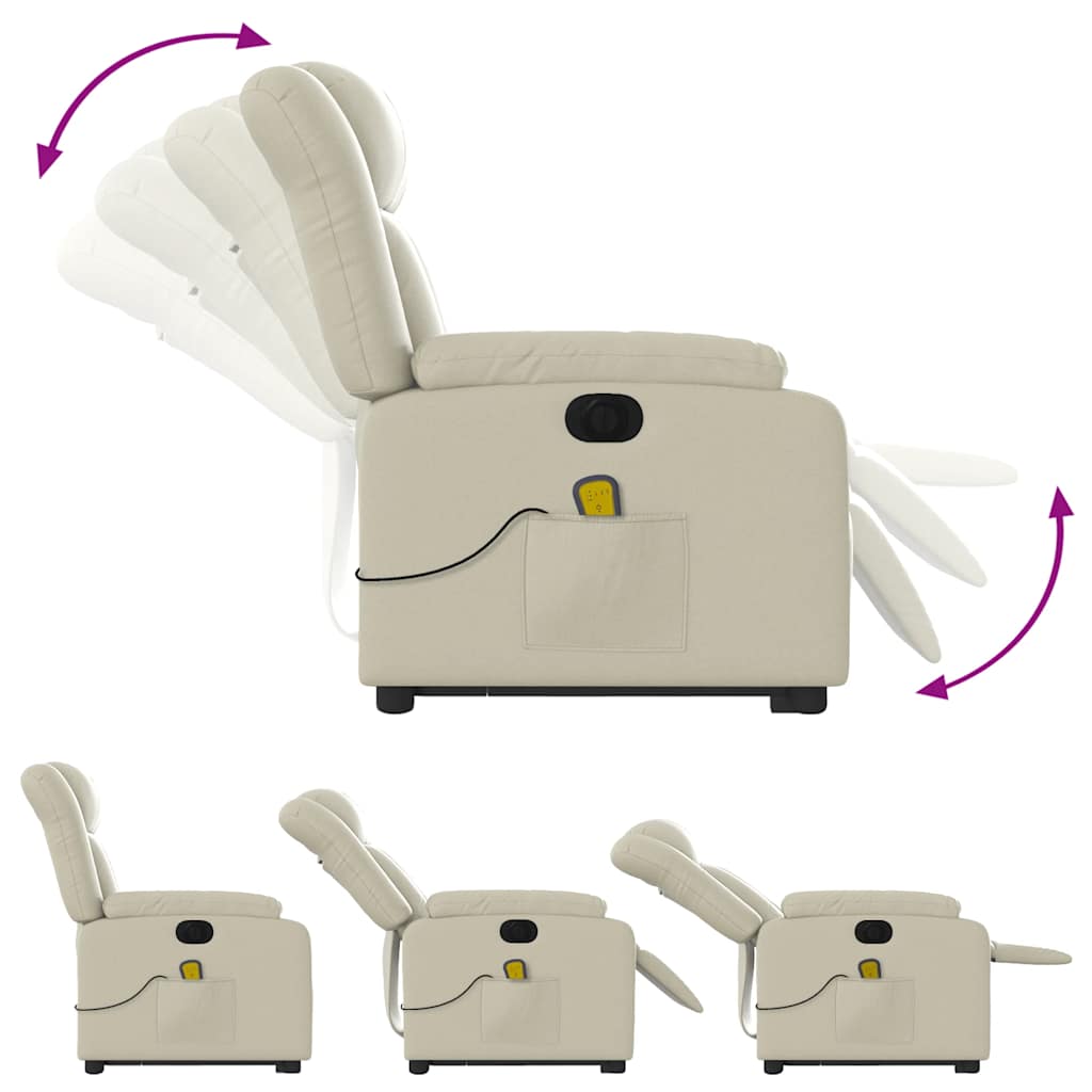 Fauteuil inclinable de massage électrique crème similicuir
