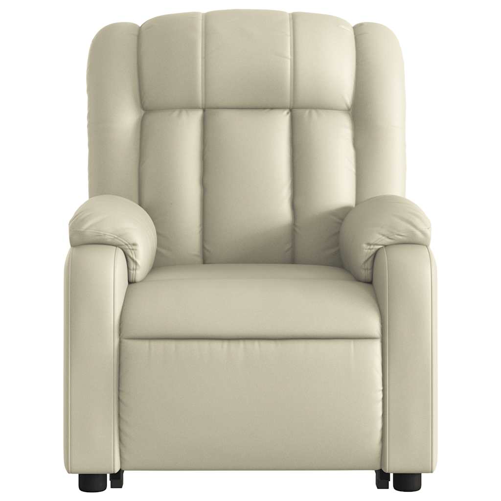 Fauteuil inclinable de massage électrique crème similicuir