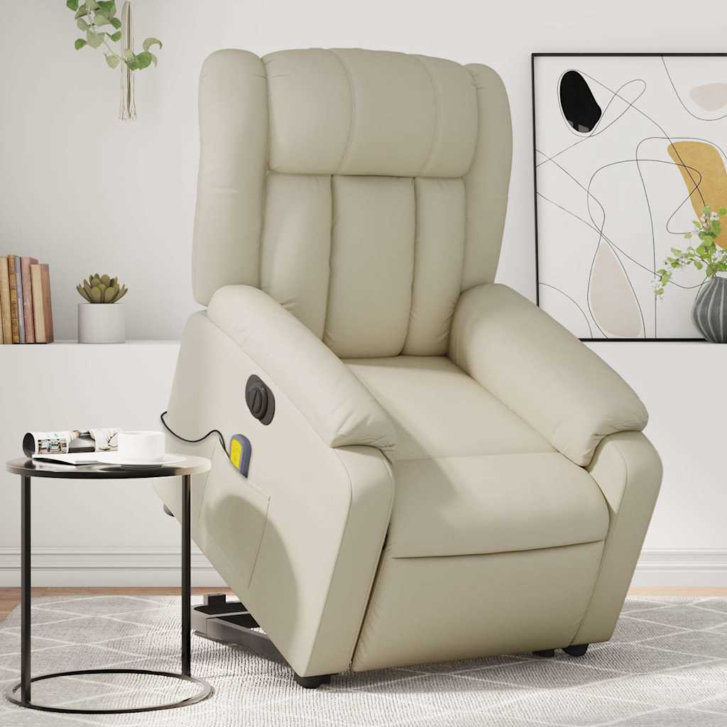 Fauteuil inclinable de massage électrique crème similicuir - XIOS