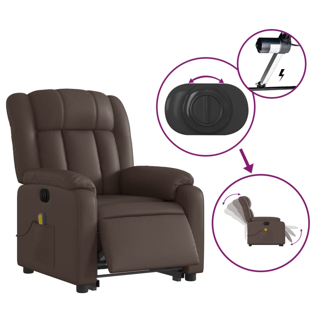 Fauteuil inclinable de massage électrique marron similicuir - XIOS