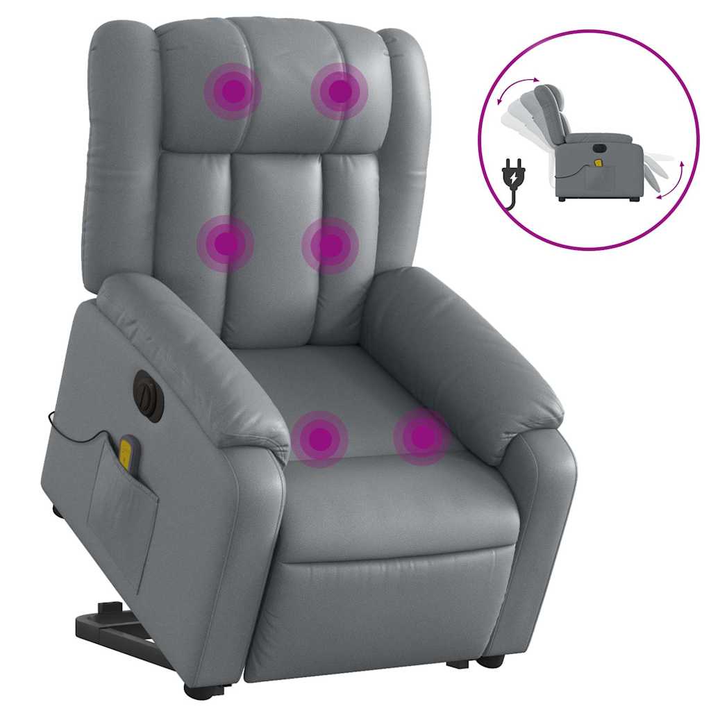 Fauteuil inclinable de massage électrique gris similicuir - XIOS