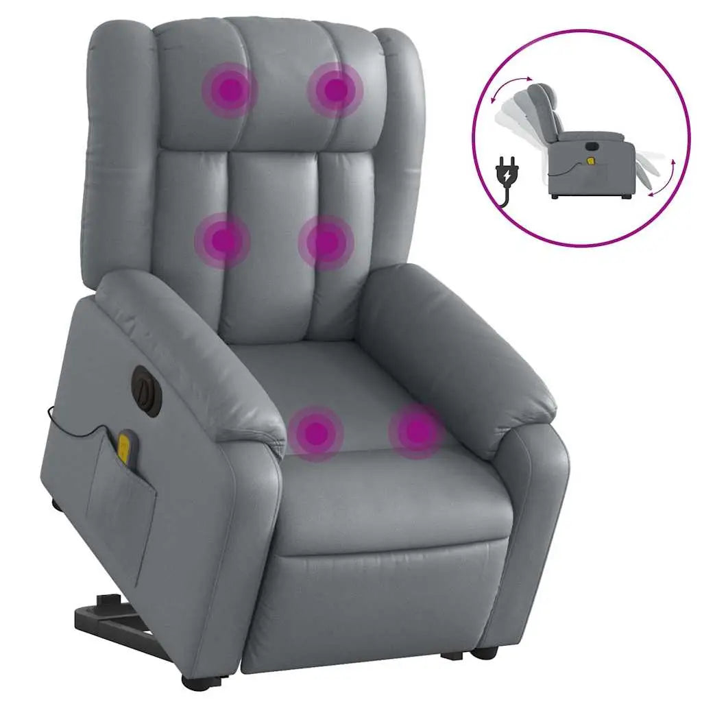 Fauteuil inclinable de massage électrique gris similicuir - XIOS