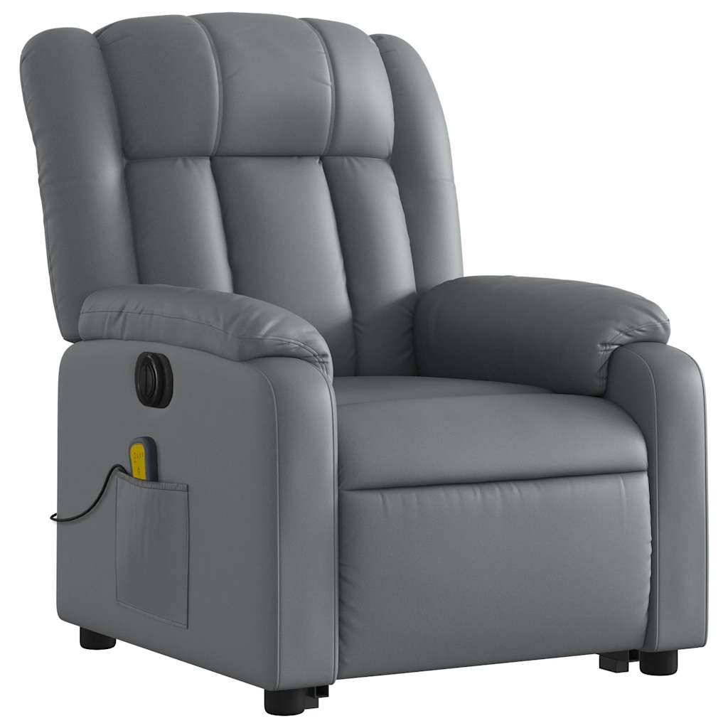 Fauteuil inclinable de massage électrique gris similicuir - XIOS