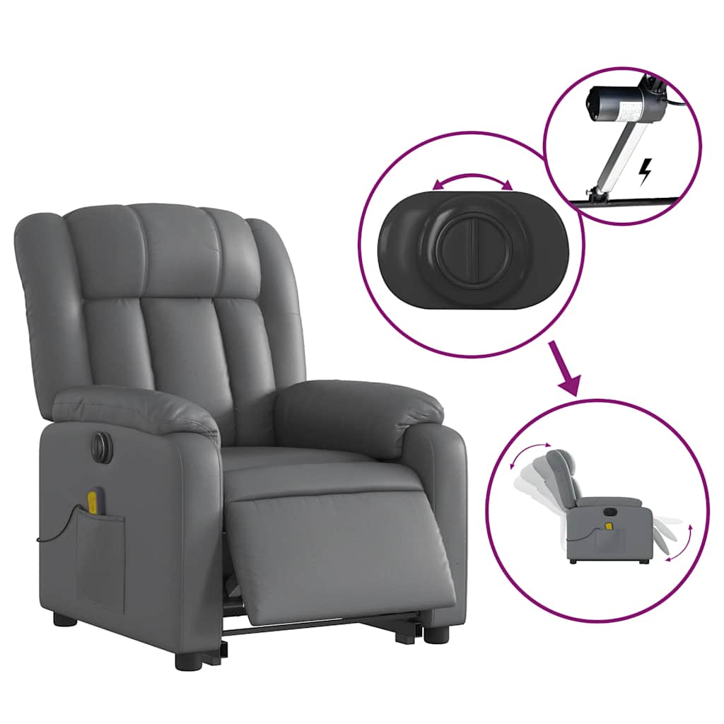 Fauteuil inclinable de massage électrique gris similicuir - XIOS