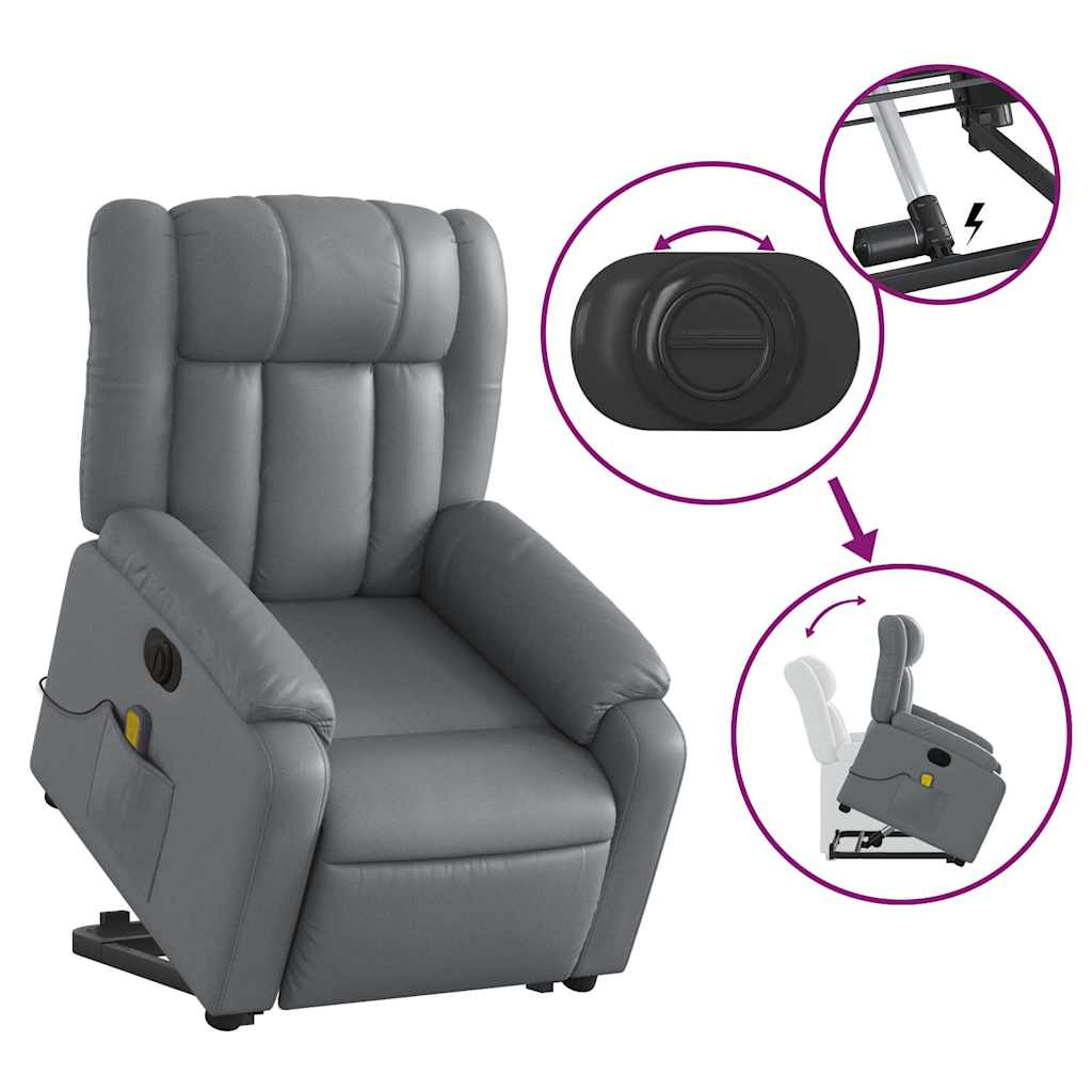 Fauteuil inclinable de massage électrique gris similicuir - XIOS