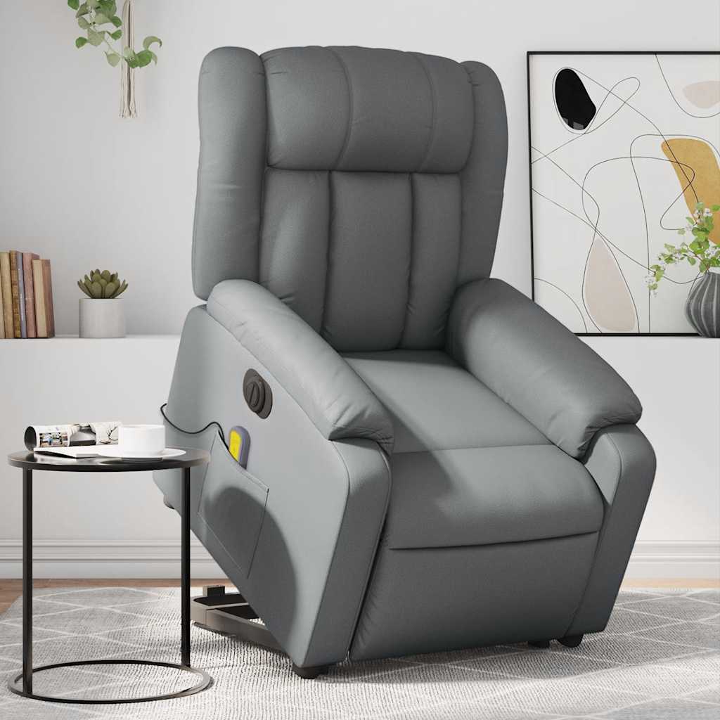 Fauteuil inclinable de massage électrique gris similicuir - XIOS