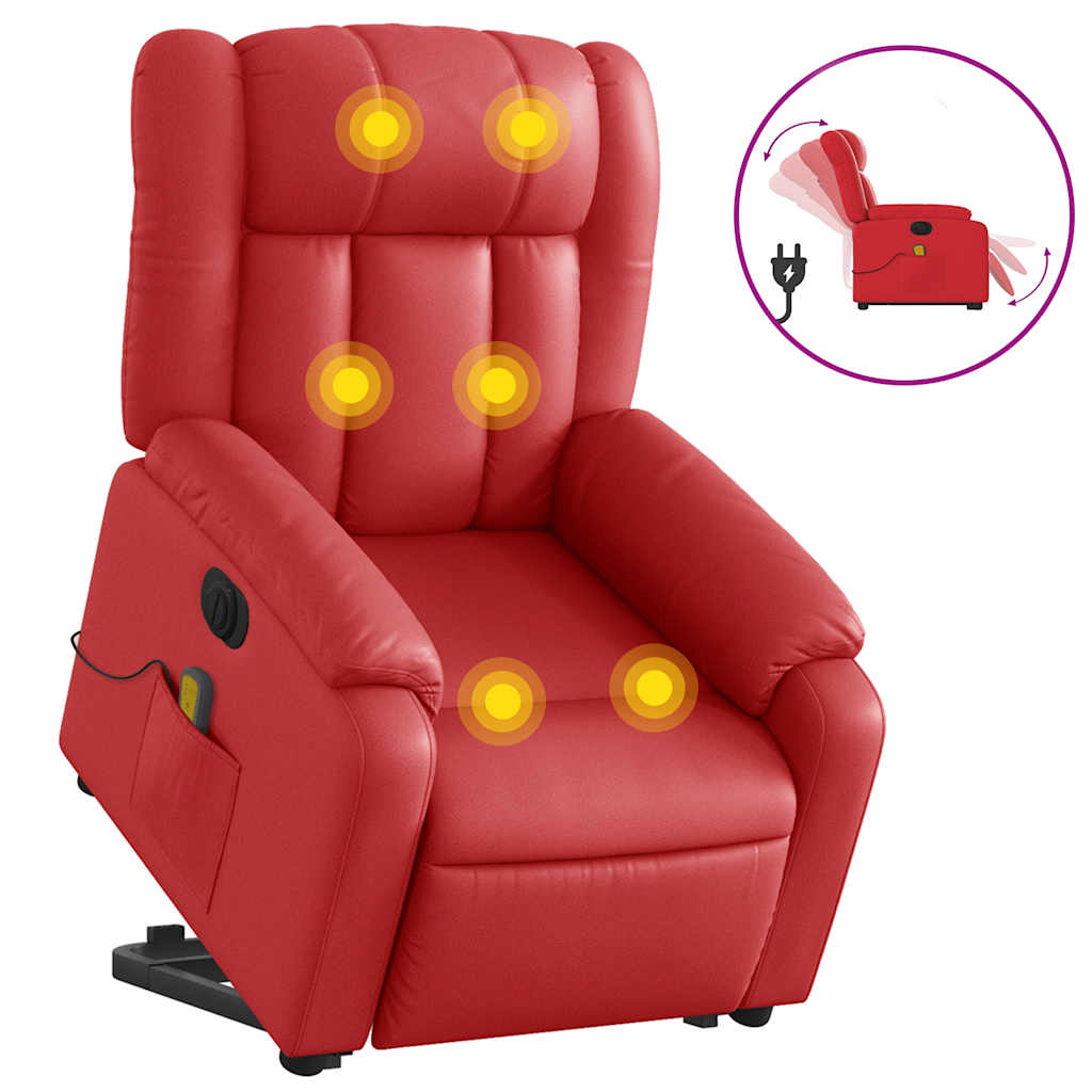 Fauteuil inclinable de massage électrique rouge similicuir - XIOS