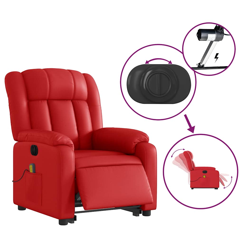 Fauteuil inclinable de massage électrique rouge similicuir
