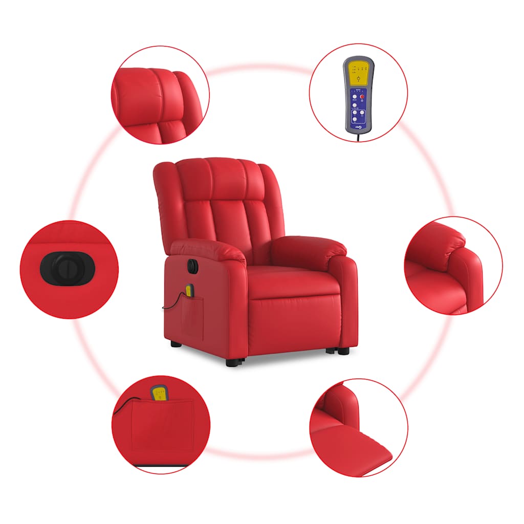 Fauteuil inclinable de massage électrique rouge similicuir - XIOS