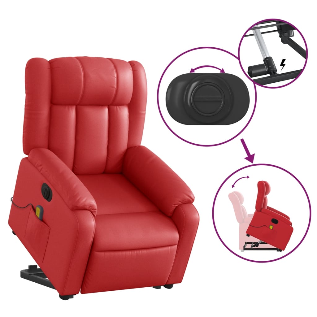 Fauteuil inclinable de massage électrique rouge similicuir