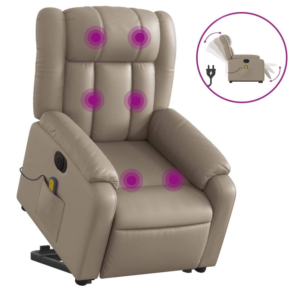 Fauteuil inclinable de massage électrique cappuccino similicuir - XIOS