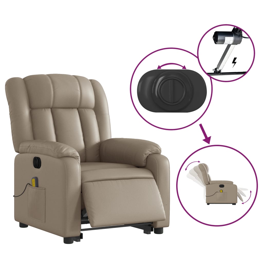 Fauteuil inclinable de massage électrique cappuccino similicuir - XIOS