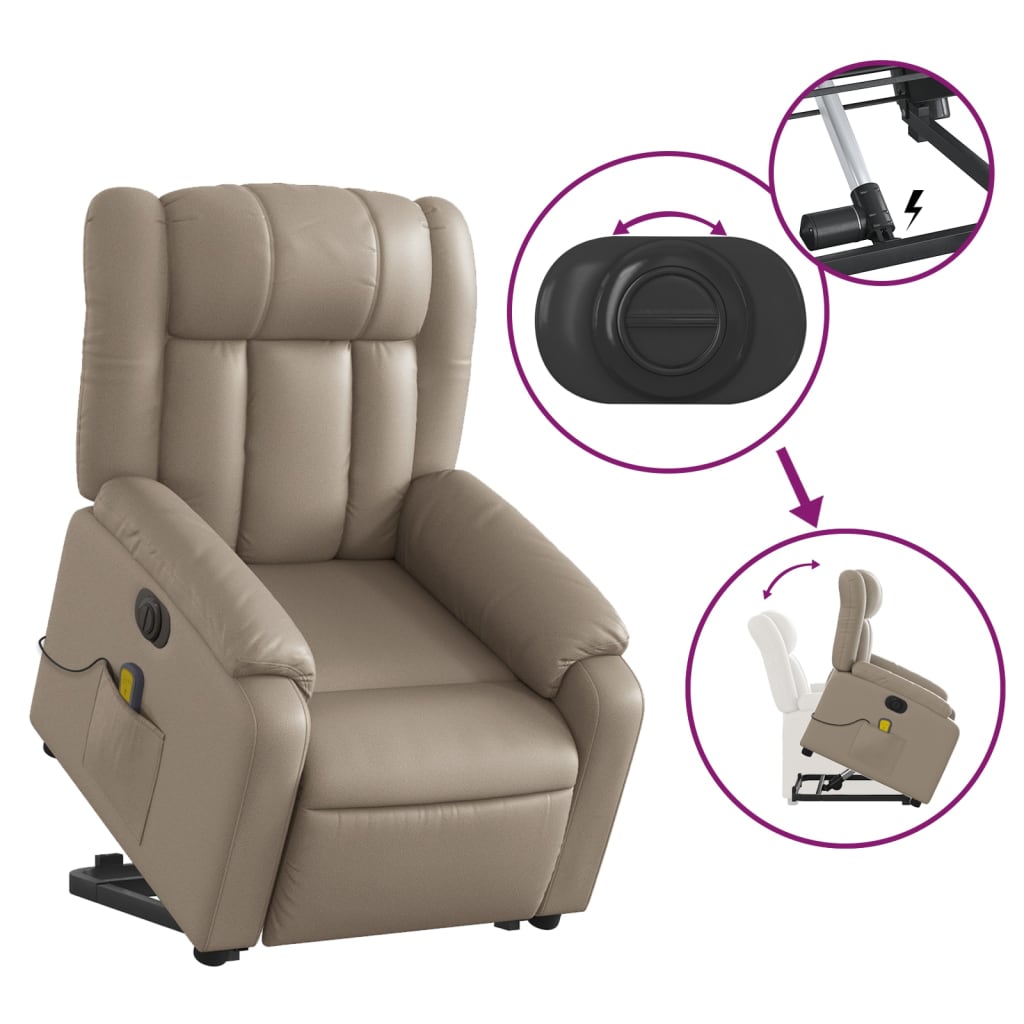 Fauteuil inclinable de massage électrique cappuccino similicuir - XIOS