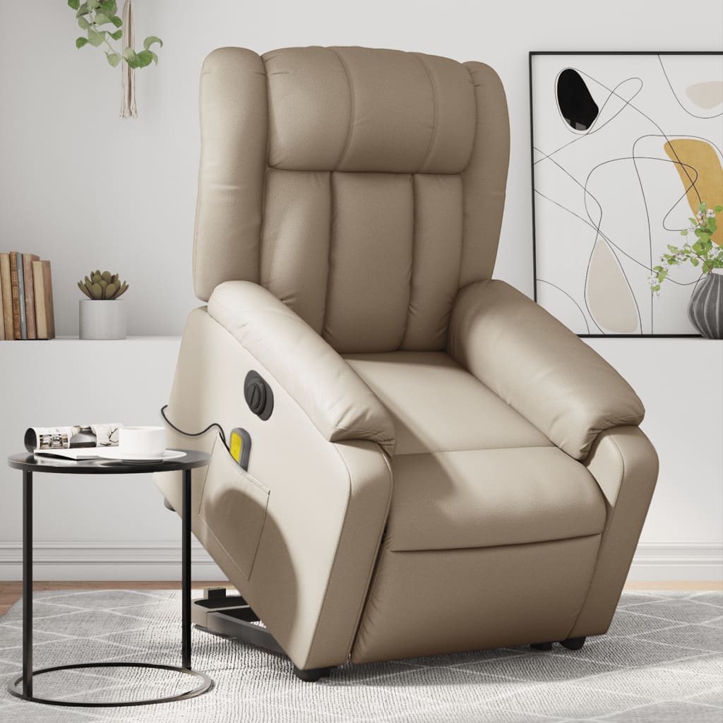 Fauteuil inclinable de massage électrique cappuccino similicuir - XIOS