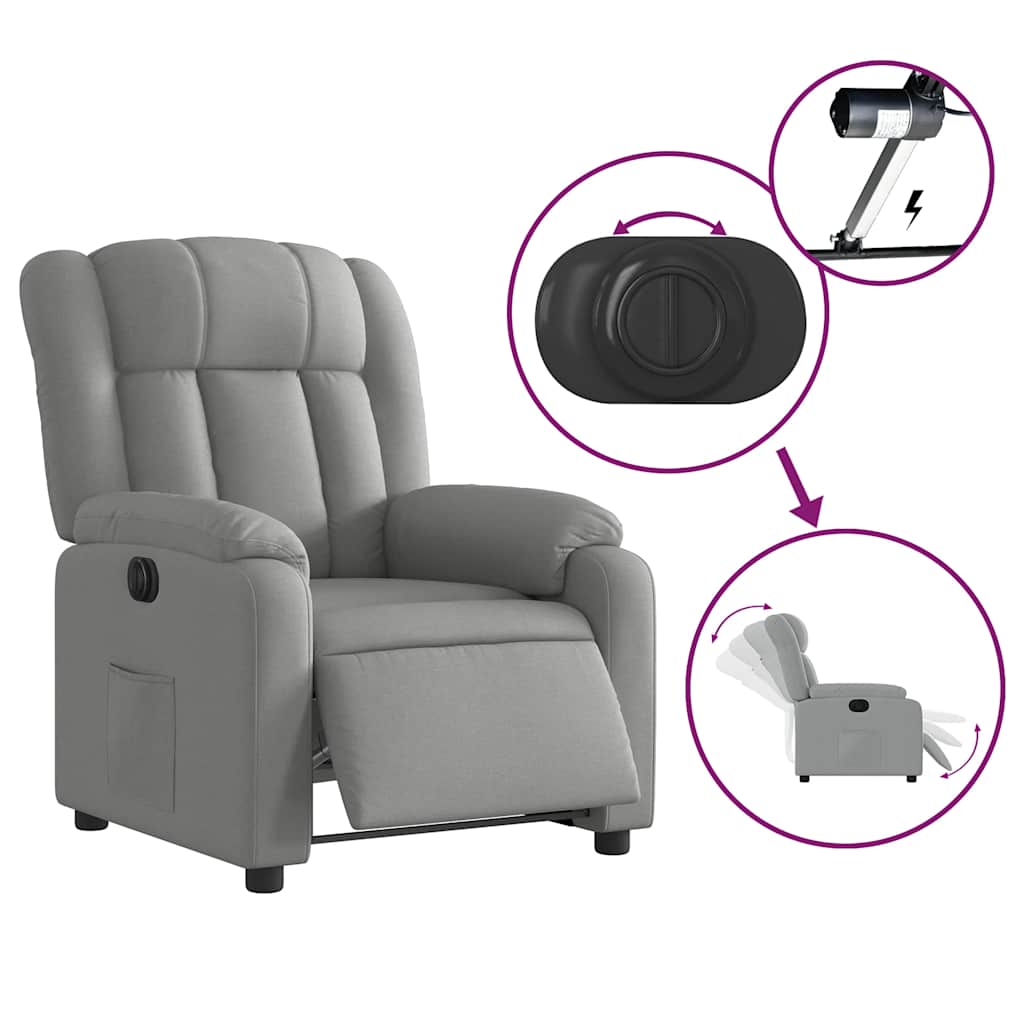 Fauteuil inclinable électrique Gris clair Tissu - XIOS