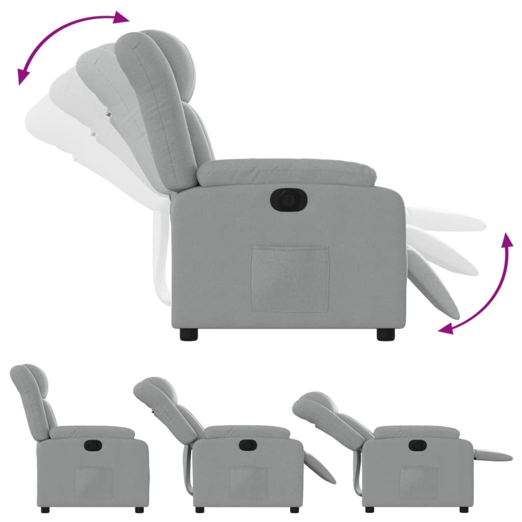 Fauteuil inclinable électrique Gris clair Tissu - XIOS