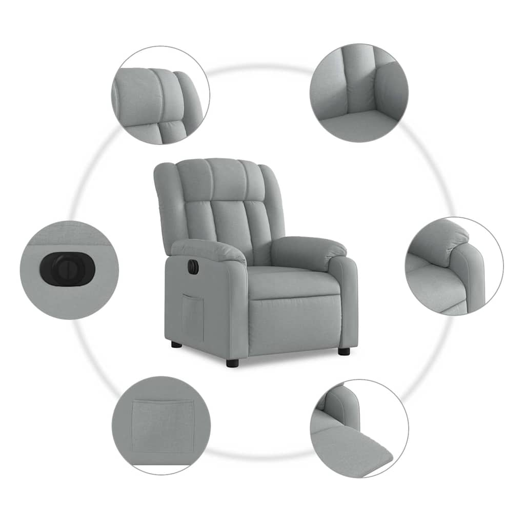 Fauteuil inclinable électrique Gris clair Tissu