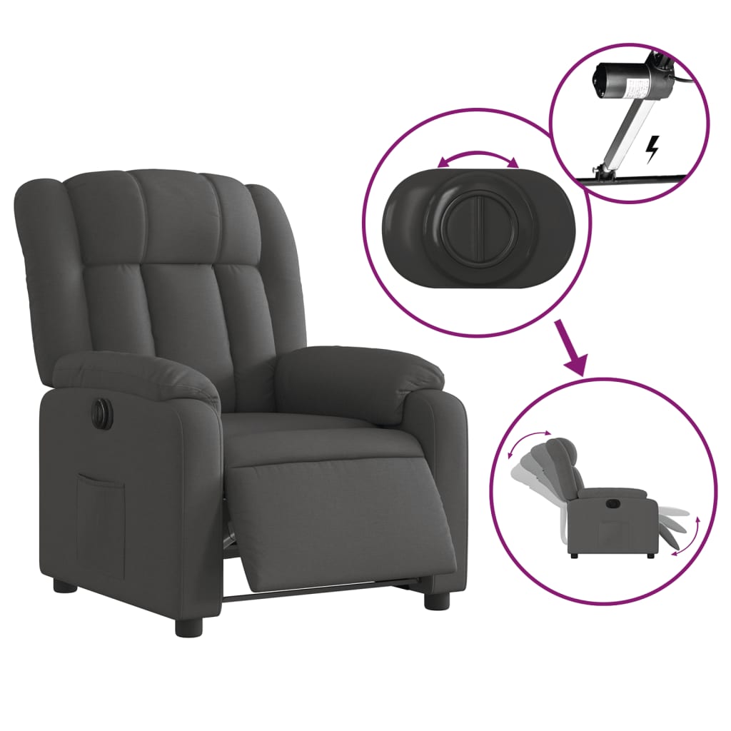 Fauteuil inclinable électrique Gris foncé Tissu - XIOS