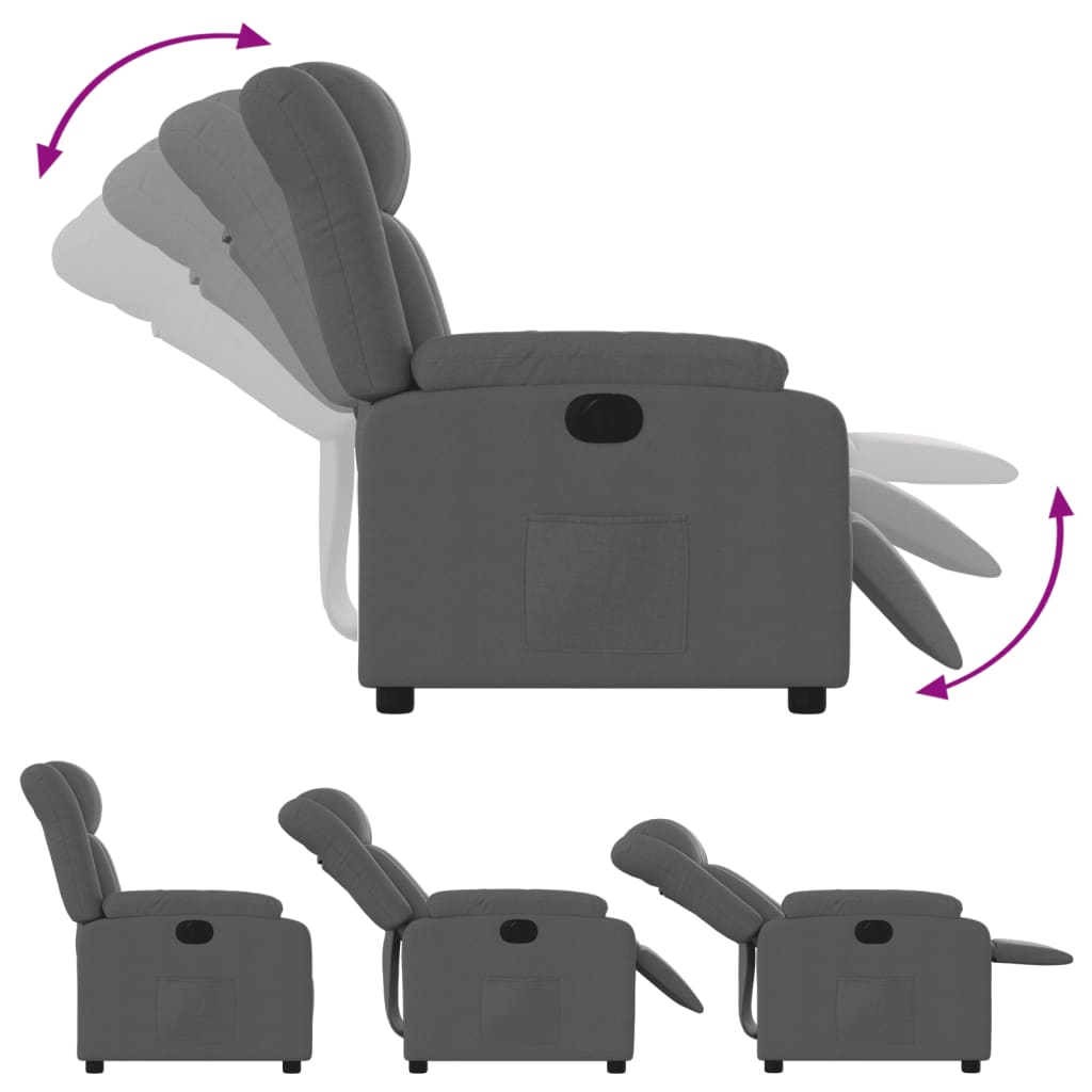 Fauteuil inclinable électrique Gris foncé Tissu - XIOS