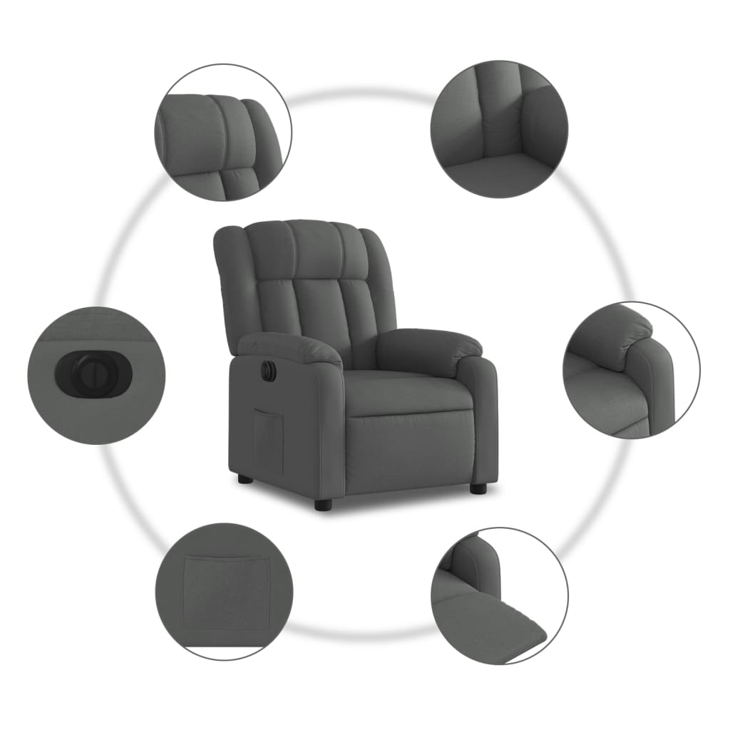 Fauteuil inclinable électrique Gris foncé Tissu - XIOS