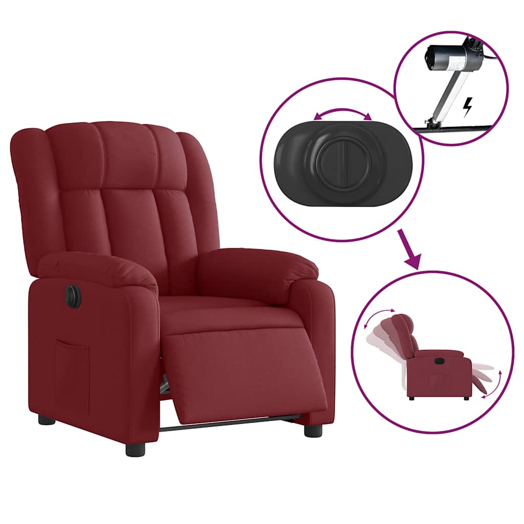 Fauteuil inclinable électrique Rouge bordeaux Tissu - XIOS