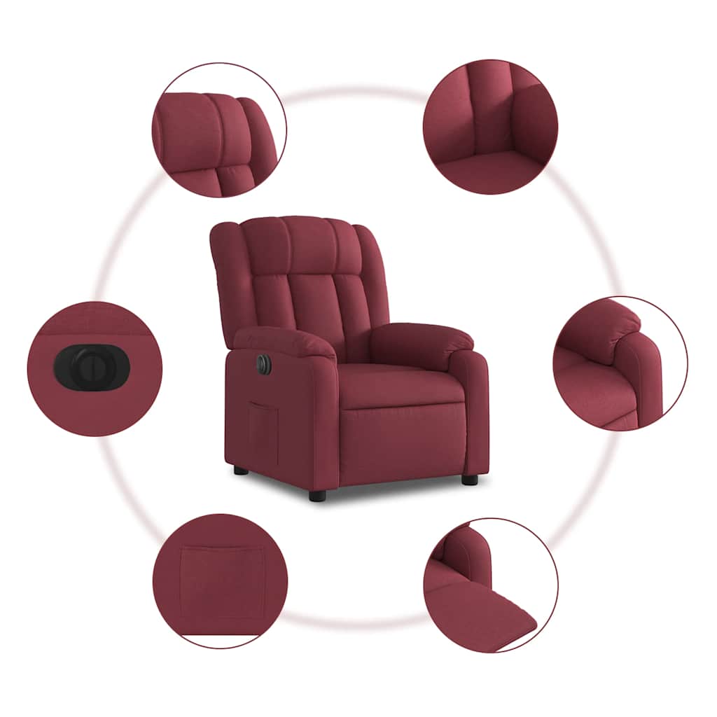 Fauteuil inclinable électrique Rouge bordeaux Tissu - XIOS