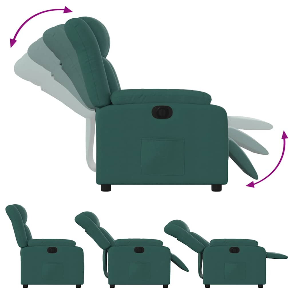 Fauteuil inclinable électrique Vert foncé Tissu