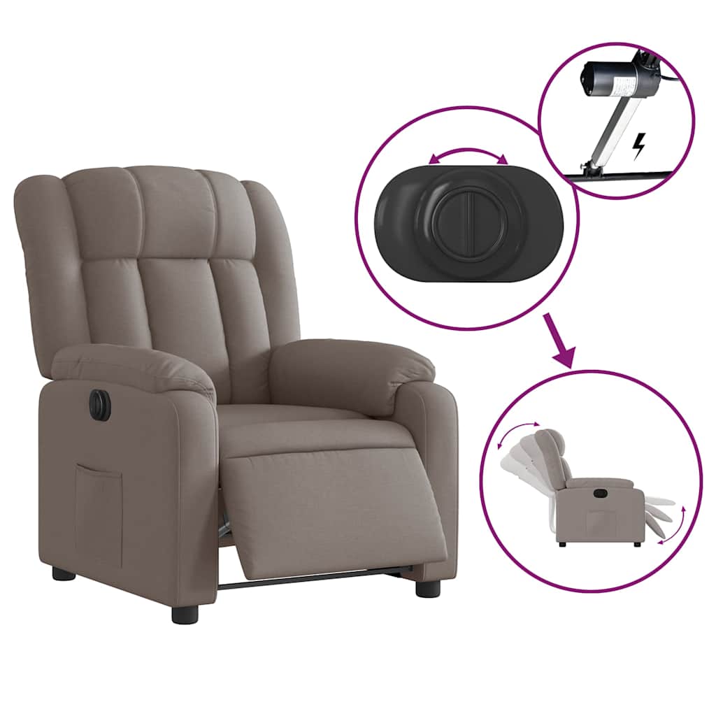 Fauteuil inclinable électrique Taupe Tissu - XIOS