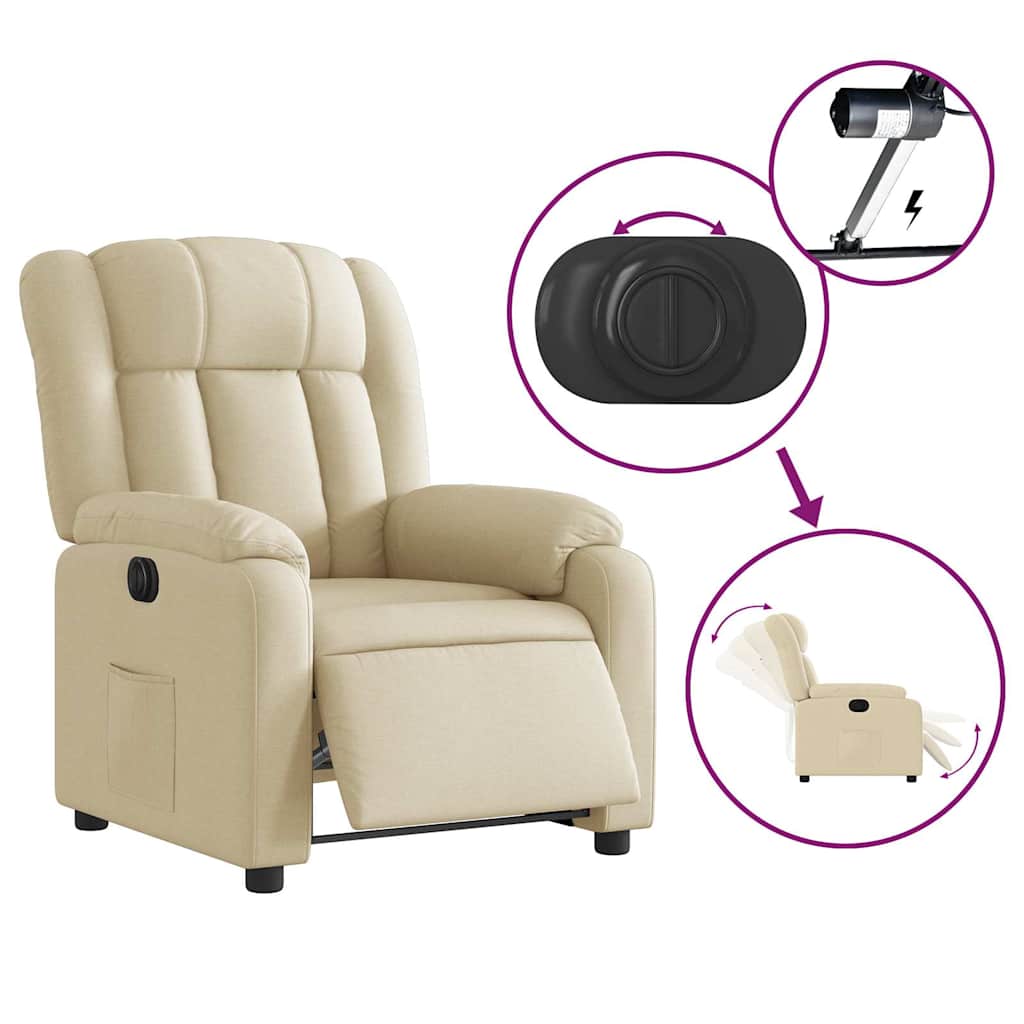 Fauteuil inclinable électrique Crème Tissu - XIOS