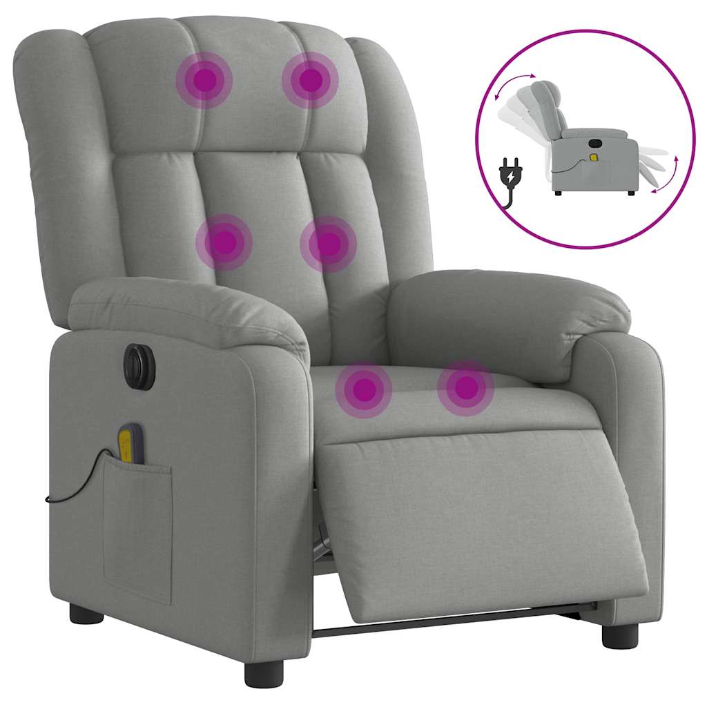 Fauteuil de massage inclinable électrique gris clair tissu - XIOS