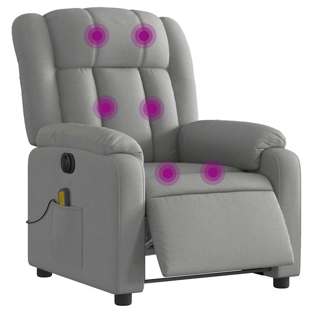 Fauteuil de massage inclinable électrique gris clair tissu - XIOS