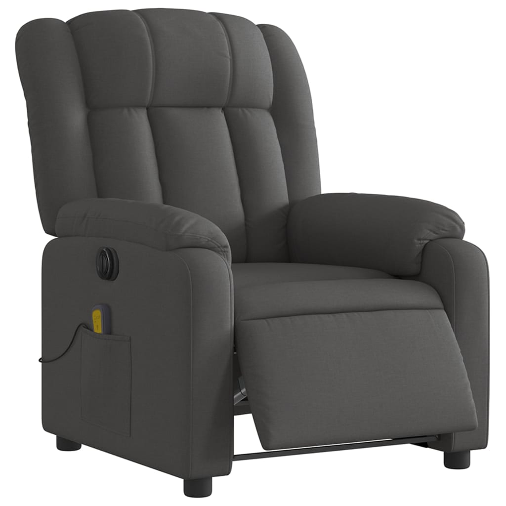 Fauteuil inclinable de massage électrique gris foncé tissu - XIOS