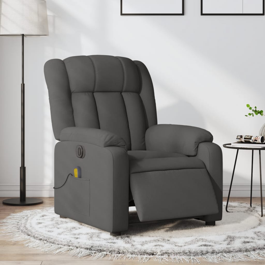 Fauteuil inclinable de massage électrique gris foncé tissu - XIOS