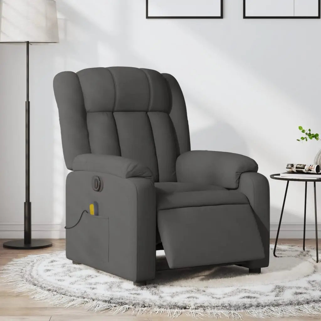 Fauteuil inclinable de massage électrique gris foncé tissu - XIOS