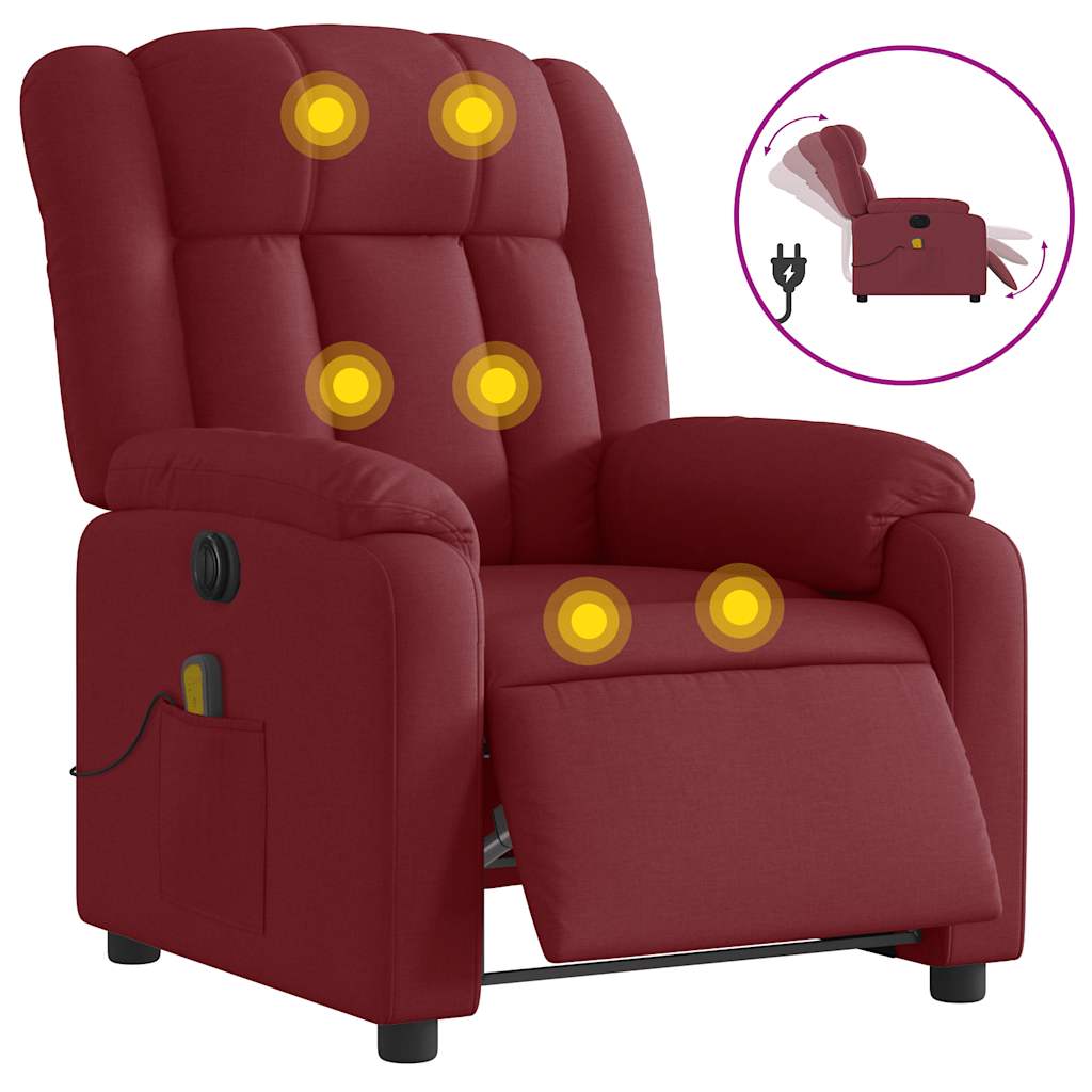 Fauteuil de massage inclinable électrique Rouge bordeaux Tissu - XIOS