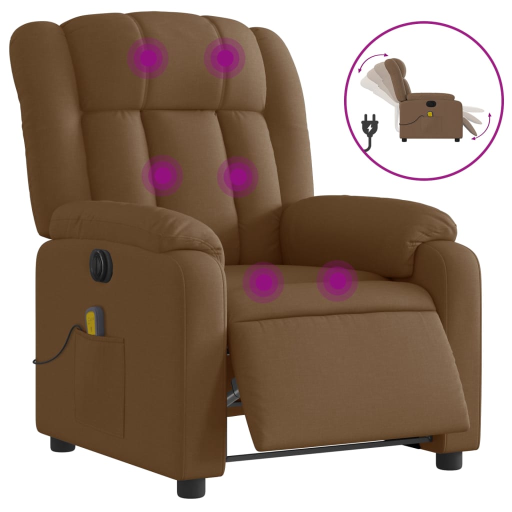 Fauteuil inclinable de massage électrique marron tissu - XIOS