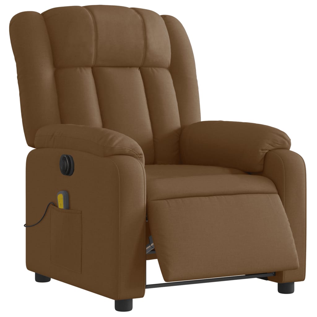 Fauteuil inclinable de massage électrique marron tissu - XIOS