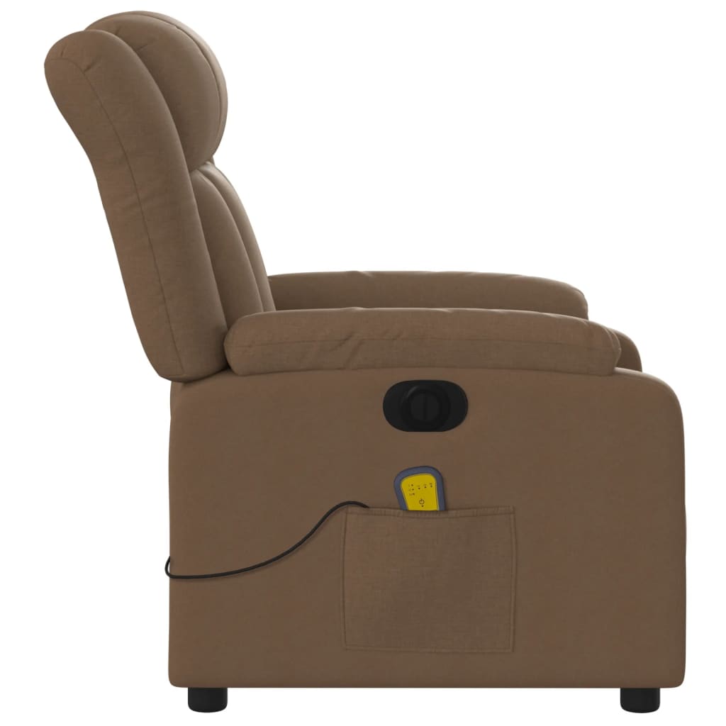 Fauteuil inclinable de massage électrique marron tissu - XIOS