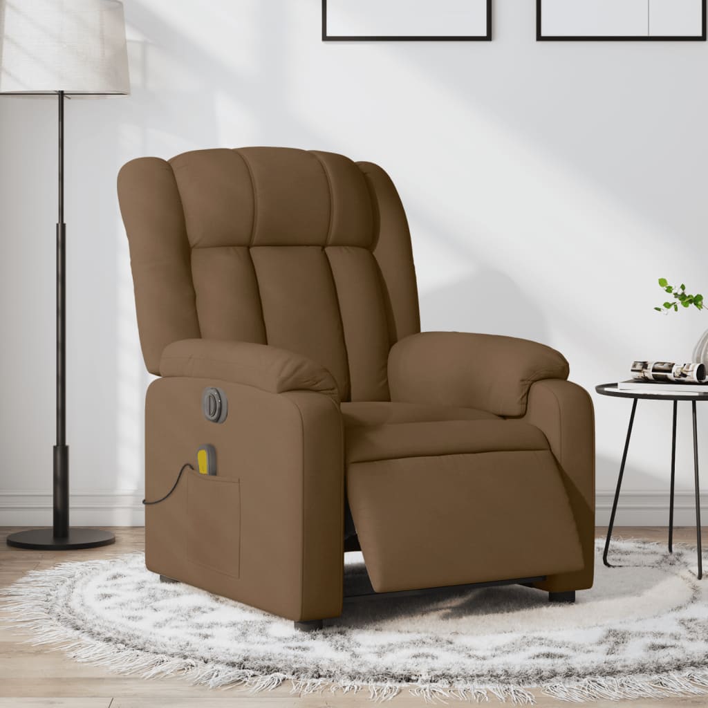 Fauteuil inclinable de massage électrique marron tissu - XIOS