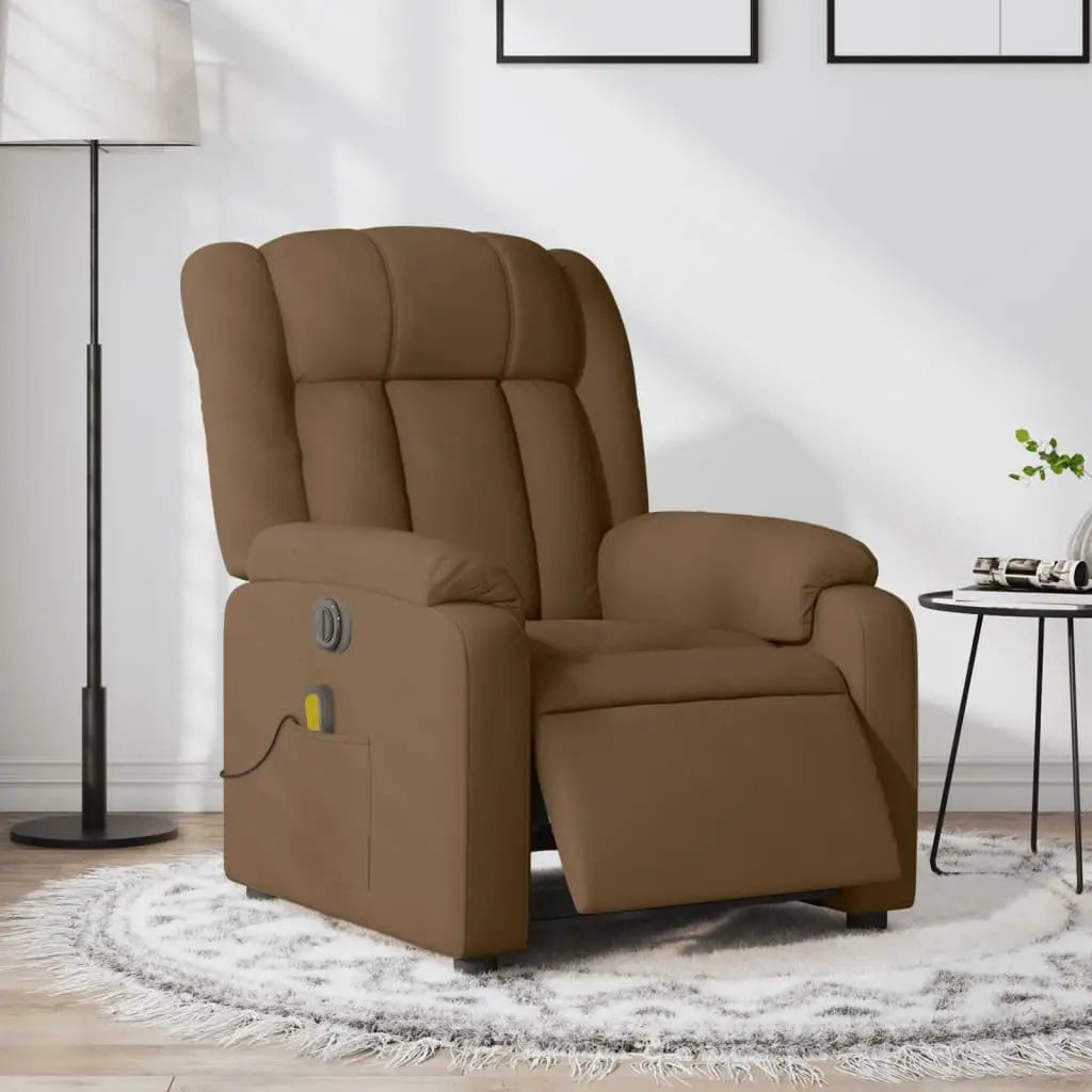 Fauteuil inclinable de massage électrique marron tissu - XIOS