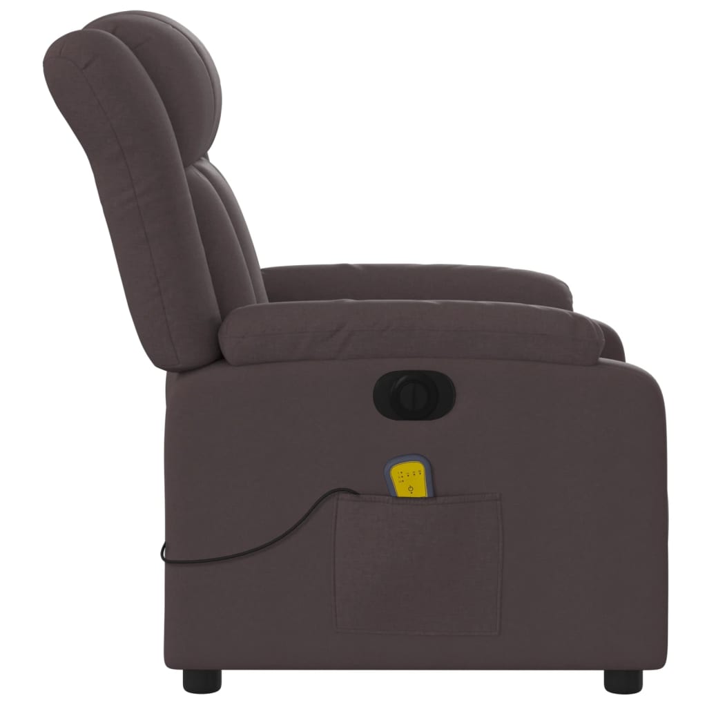 Fauteuil de massage inclinable électrique Marron foncé Tissu - XIOS