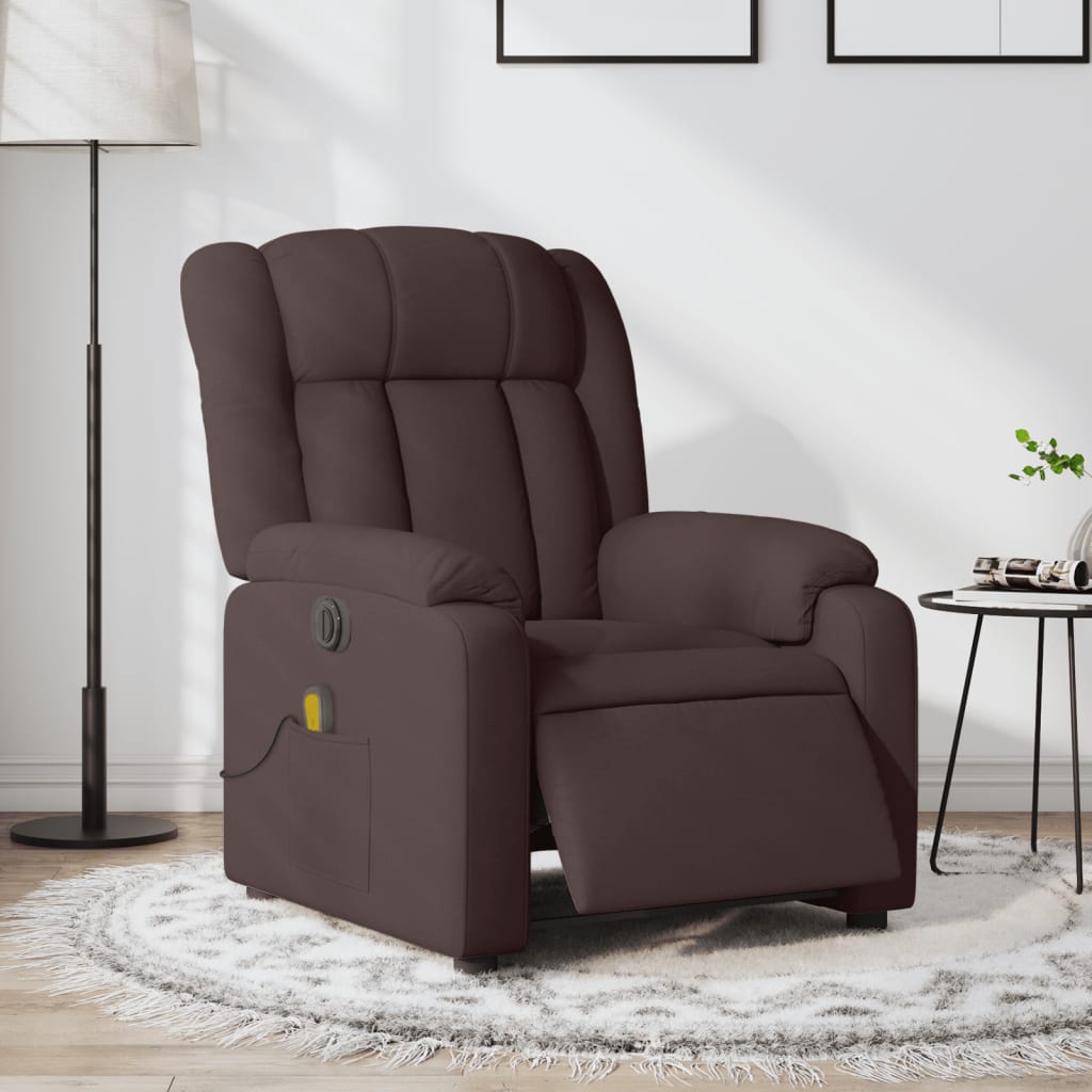 Fauteuil de massage inclinable électrique Marron foncé Tissu - XIOS