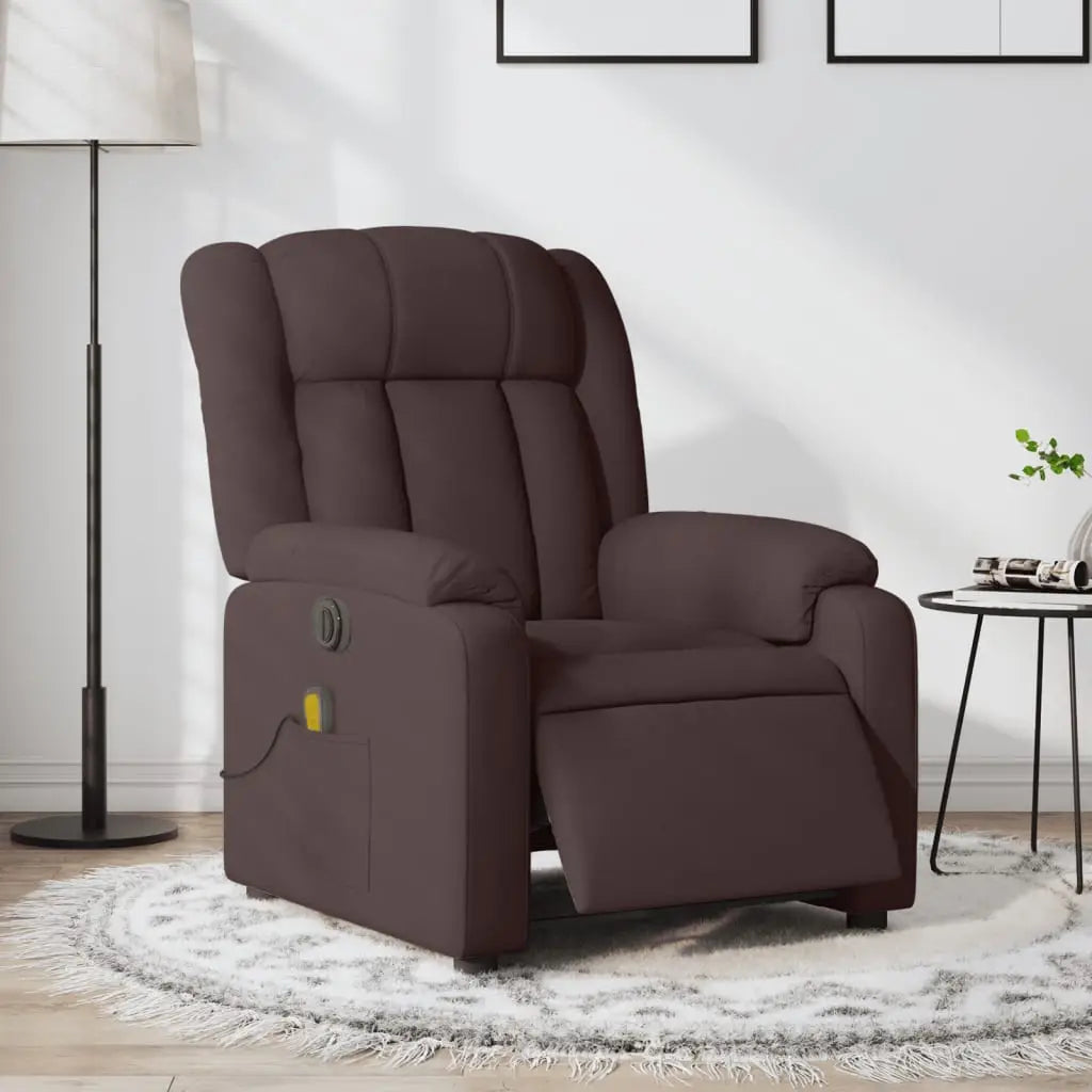 Fauteuil de massage inclinable électrique Marron foncé Tissu - XIOS