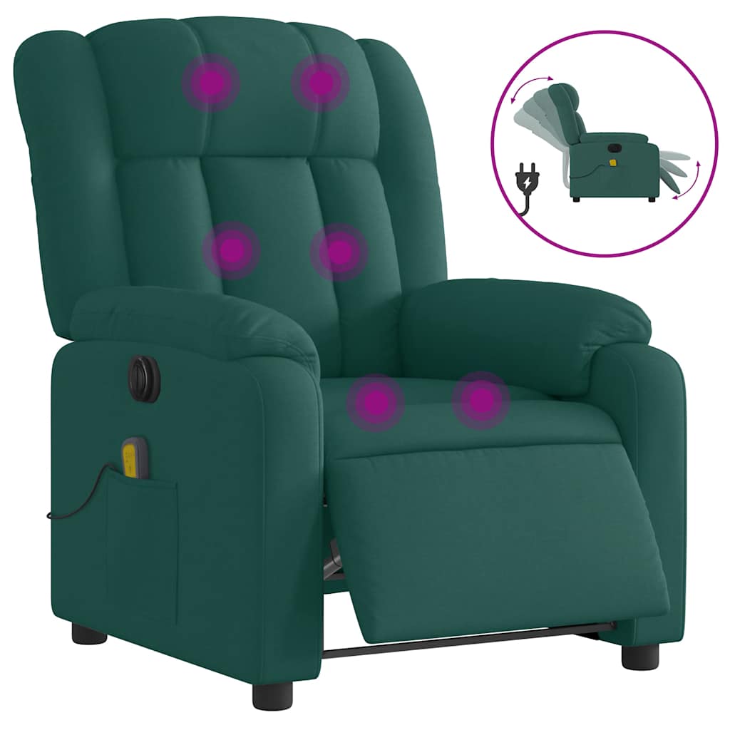 Fauteuil de massage inclinable électrique Vert foncé Tissu - XIOS