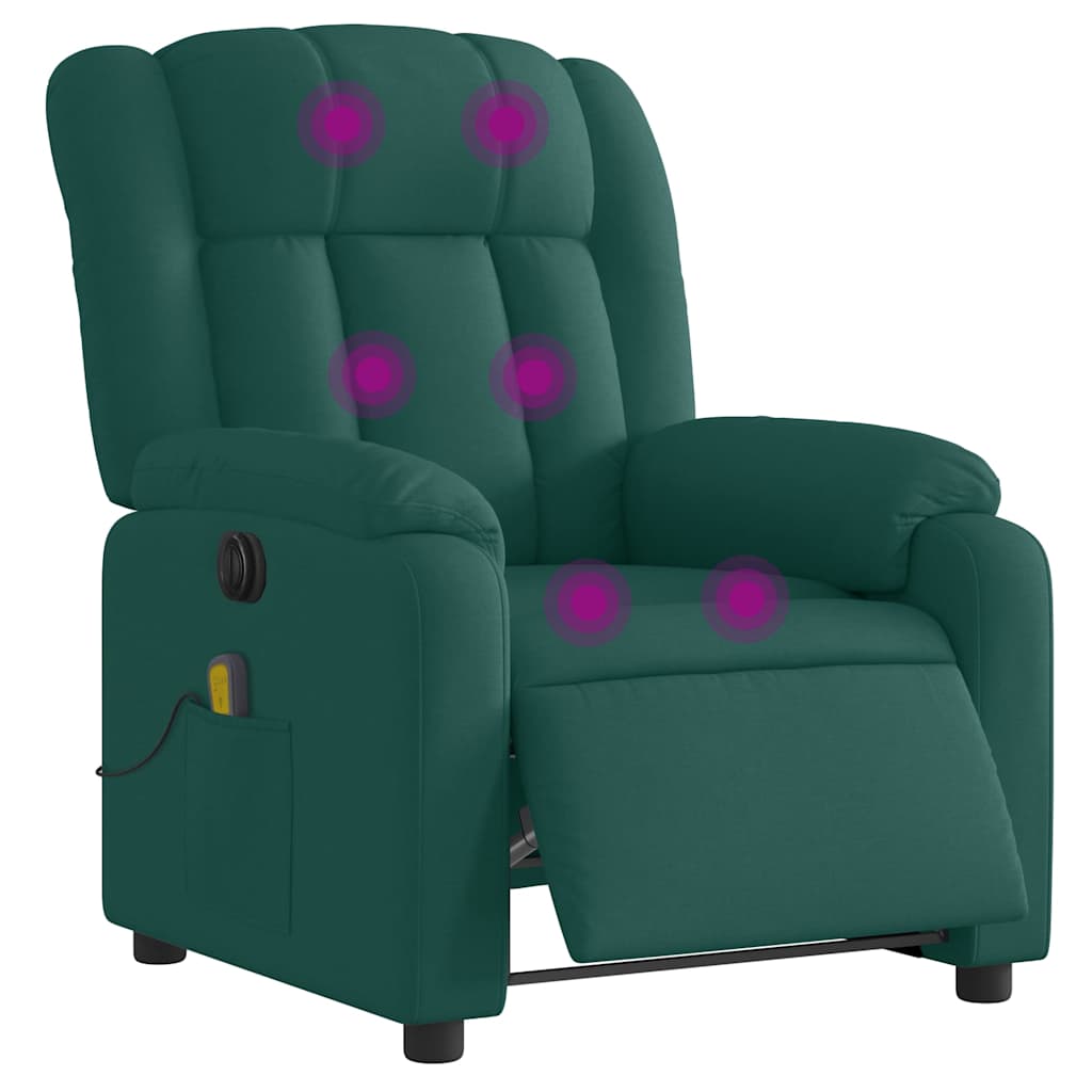 Fauteuil de massage inclinable électrique Vert foncé Tissu - XIOS