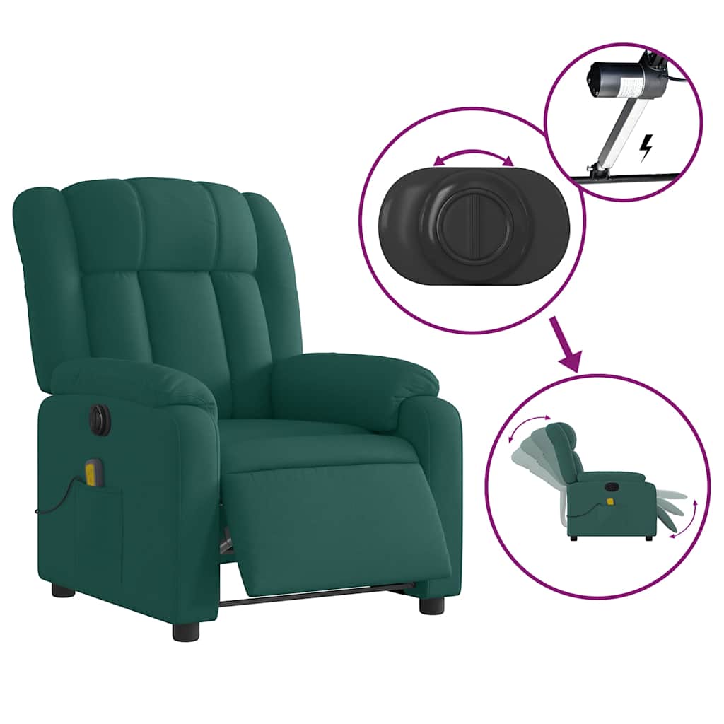 Fauteuil de massage inclinable électrique Vert foncé Tissu - XIOS