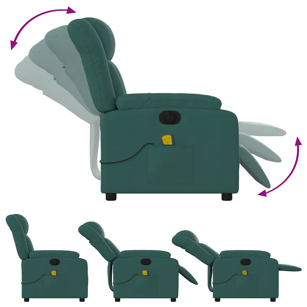 Fauteuil de massage inclinable électrique Vert foncé Tissu - XIOS