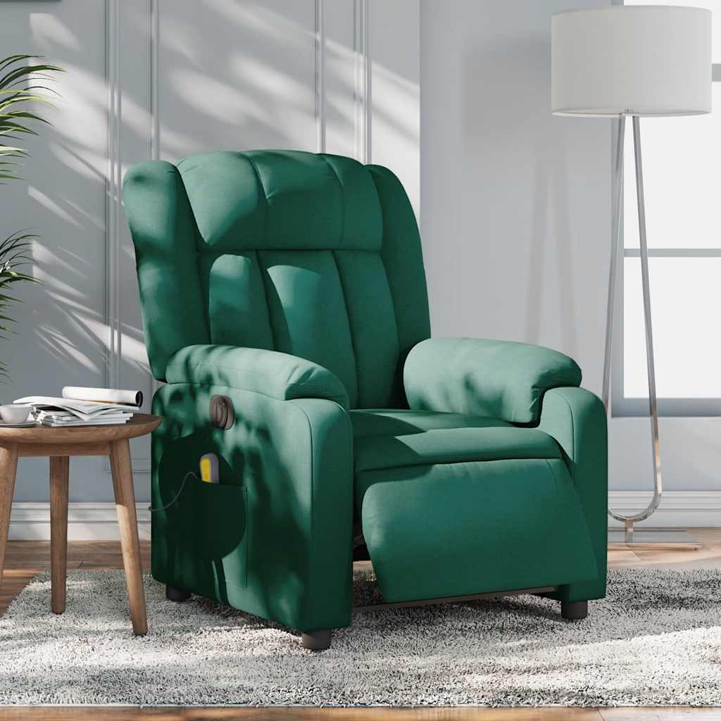 Fauteuil de massage inclinable électrique Vert foncé Tissu - XIOS