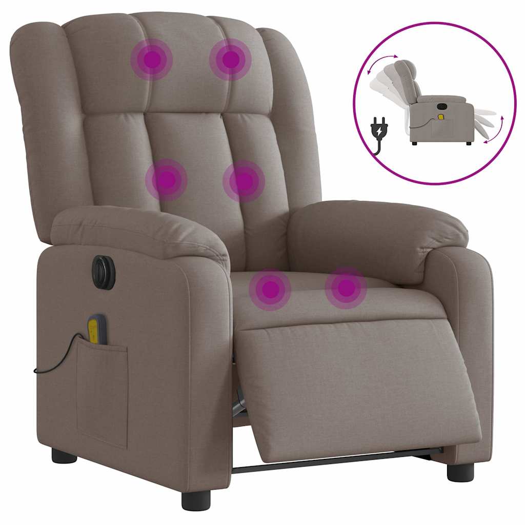 Fauteuil de massage inclinable électrique Taupe Tissu - XIOS