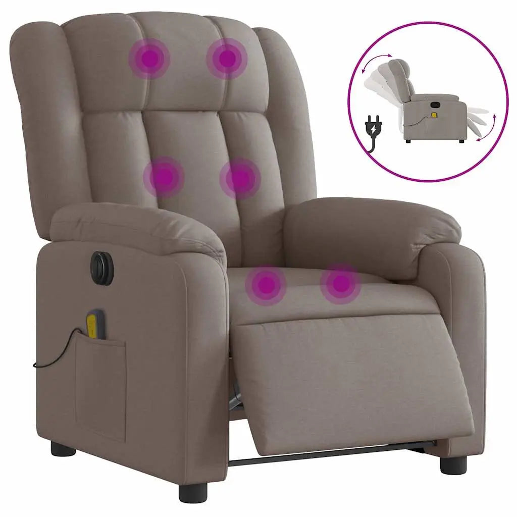 Fauteuil de massage inclinable électrique Taupe Tissu - XIOS